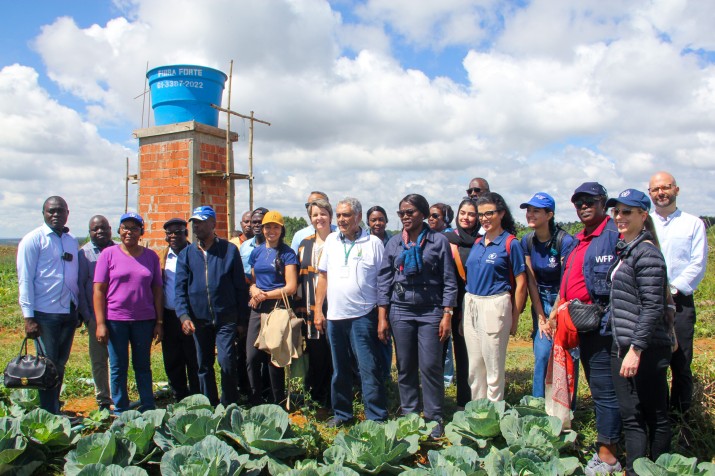 The photo shows the Minister of Social Affairs, Irene Marie Cecile Mboukou Kimbtasa, a black woman wearing a blue blouse and turban, on the left, and the Director of the Center of Excellence, Daniel Balaban, a white man wearing a dark suit and tie, on the right.